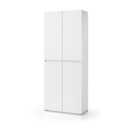 Trentiner Online Food Store Mobile Multiuso Bianco Con 4 Ante Con Maniglia A Gola E 7 Ripiani Regolabili In Altezza 195X80X42 Cm