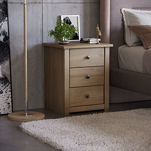 Home Discount - Comodino Panama A 3 Cassetti, Colore: Quercia Naturale