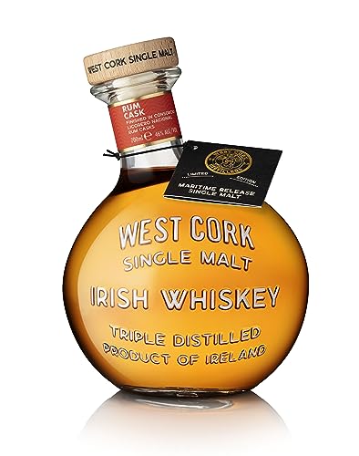West Cork Rum Cask Finish - Single Malt Whisky Irlandese Maturato In Botti Di Rum, 46%, Bottiglia In Vetro Da 70Cl