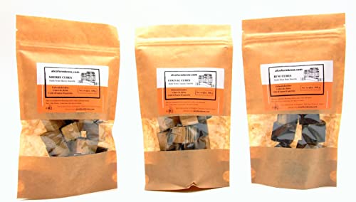 Cubi Di Legno Di Quercia 3 Confezioni – Sherry + Cognac + Rum | Trucioli Di Quercia | Invecchiamento Dell'Alcool | Invecchiamento Delle Bevande