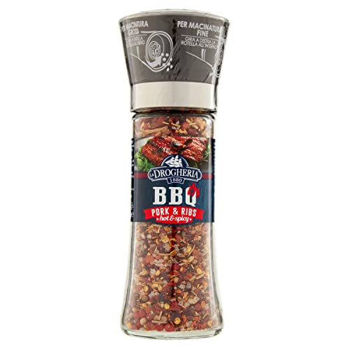 La Drogheria 1880, Linea Macinelli Premium Bbq, Pork & Ribs, Insaporitore Mix Piccante E Speziato, Con Peperoncino E Pepe Nero, Per Aromatizzare Piatt