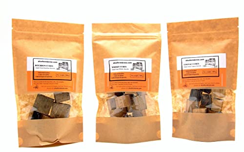 Cubi Di Legno Di Quercia 3 Confezioni - Cognac + Bourbon + Whisky | Trucioli Di Quercia | Invecchiamento Dell'Alcool | Invecchiamento Delle Bevande
