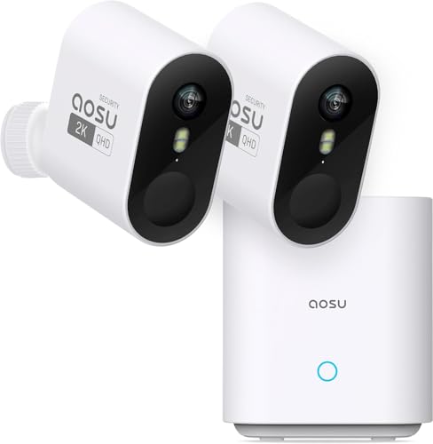 Aosu 2K Telecamera Wi-Fi Esterno, Telecamera Wifi Esterno Senza Fili Con 240 Giorni, 32Gb Memoria Locale, 0 Canone Mensile,Nessun Abbonamento,Rilevame