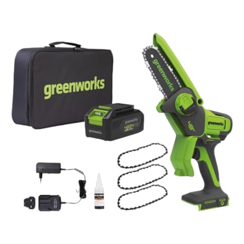 Greenworks - Sega Eletrrica Compatta/Potatore 48V Gd48Mcs10K2 Completa Di Kit Batteria 2Ah