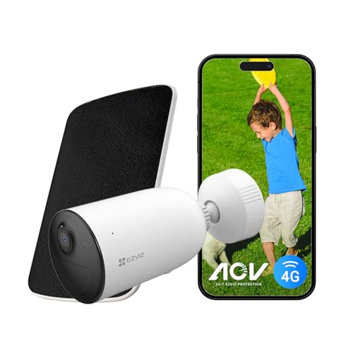 Ezviz 4G Lte 2K Telecamera Esterno Con Pannello Solare, Batteria 5200 Mah, Rilevamento Umano/Veicolo Con Ai, Audio Bidirezionale, Visione Notturna A C