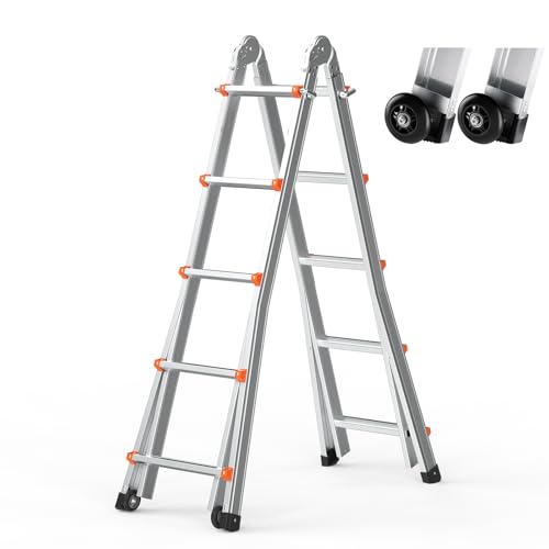 Vevor Scala Telescopica Con Telaio Ad A 5990 Mm Scala Estensibile Compatta In Alluminio, Scala Pieghevole Portatile Multifunzione Per Camper, Scala Te
