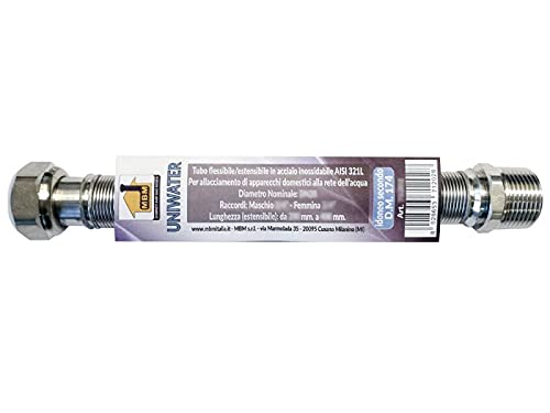 Tubo Flessibile Estensibile Inox 3/4'' 100/200 Mm Acqua Inox Dm 174