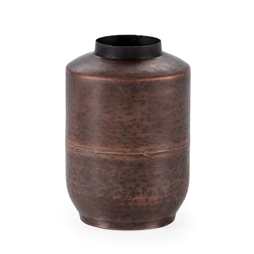 Jarron 23X23X32 Metal Cobre Envejecido