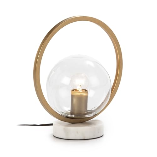 Lampara Sobremesa 25X15X29 Cristal/Marmol Blanco/Metal Dorado