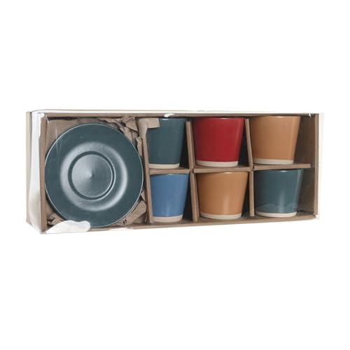 Cafe Set 6 Gres 14X14X2 180Ml, Jaspeado Verde