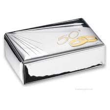 Valenti & Co. Cofanetto Porta Gioie In Argento, Idea Regalo Per I 50 Anni Di Matrimonio, Scatola Portagioie Elegante Per L'Anniversario Delle Nozze D'