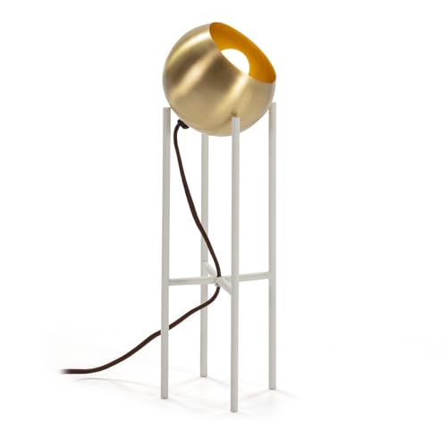 Lampara Sobremesa 15X15X46 Metal Dorado/Blanco