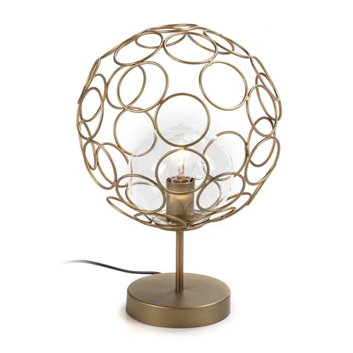 Lampara Sobremesa 30X30X45 Cristal/Metal Dorado