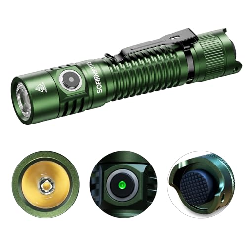 Sofirn Sp31 V3.0 519A Torcia Tattica 1200 Lumen 5000 K, Torcia Led Verde Ricaricabile Con 8 Modalità Di Luce, Torcia Luminosa Edc Ipx8 Con Batteria Ri