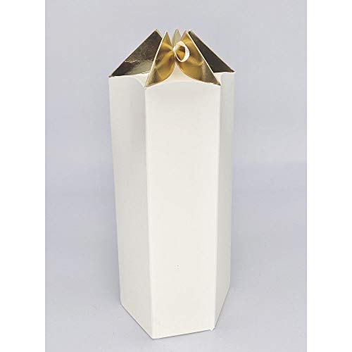Publilancio Srl 20X Scatola Carta Esagonale Crema E Oro Per Bomboniera 12.5X11X25 Cm