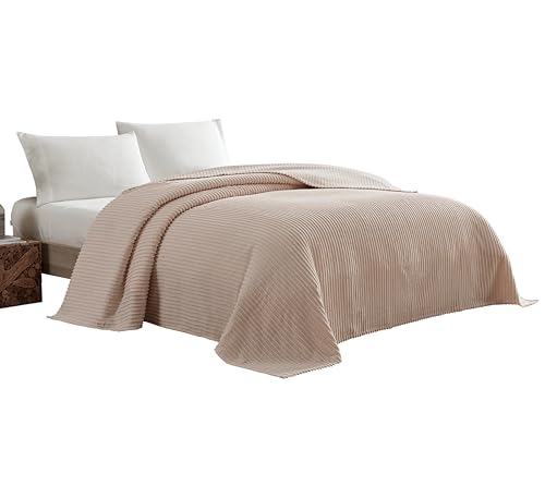 Beatrice Home Fashions Copriletto In Ciniglia, Color Cipria, Per Letto King Size