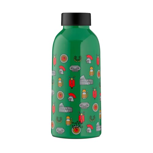 Mamawata - Borraccia Termica 470 Ml In Acciaio Inox, Bottiglia Termica 24H Cold 12H Hot Ermetica, Borraccia Personalizzata Rome, Borracce Termiche Bam