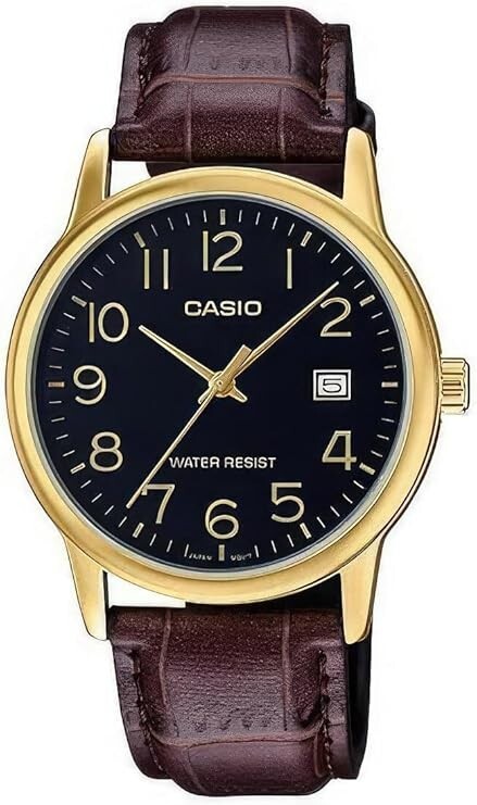 CASIO COLLECTION Mod. DATE GOLD, BROWN LEATHER - WHITE OROLOGIO DA POLSO