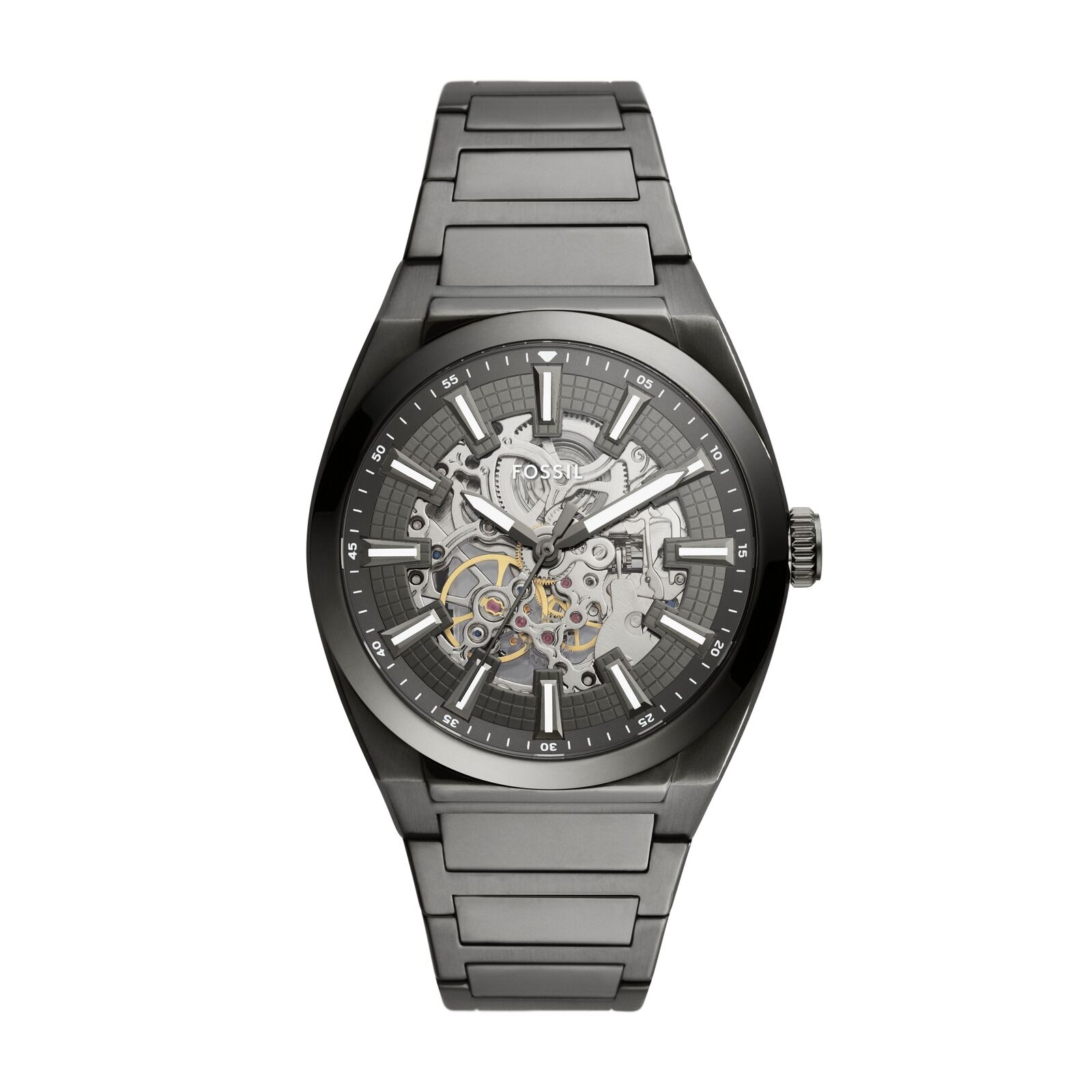 Orologio Automatico Uomo FOSSIL EVERETT ME3206 Acciaio Nero Scheletrato