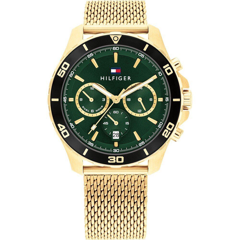 Orologio Uomo TOMMY HILFIGER JORDAN 1792093 Multifunzione Acciaio Gold Verde