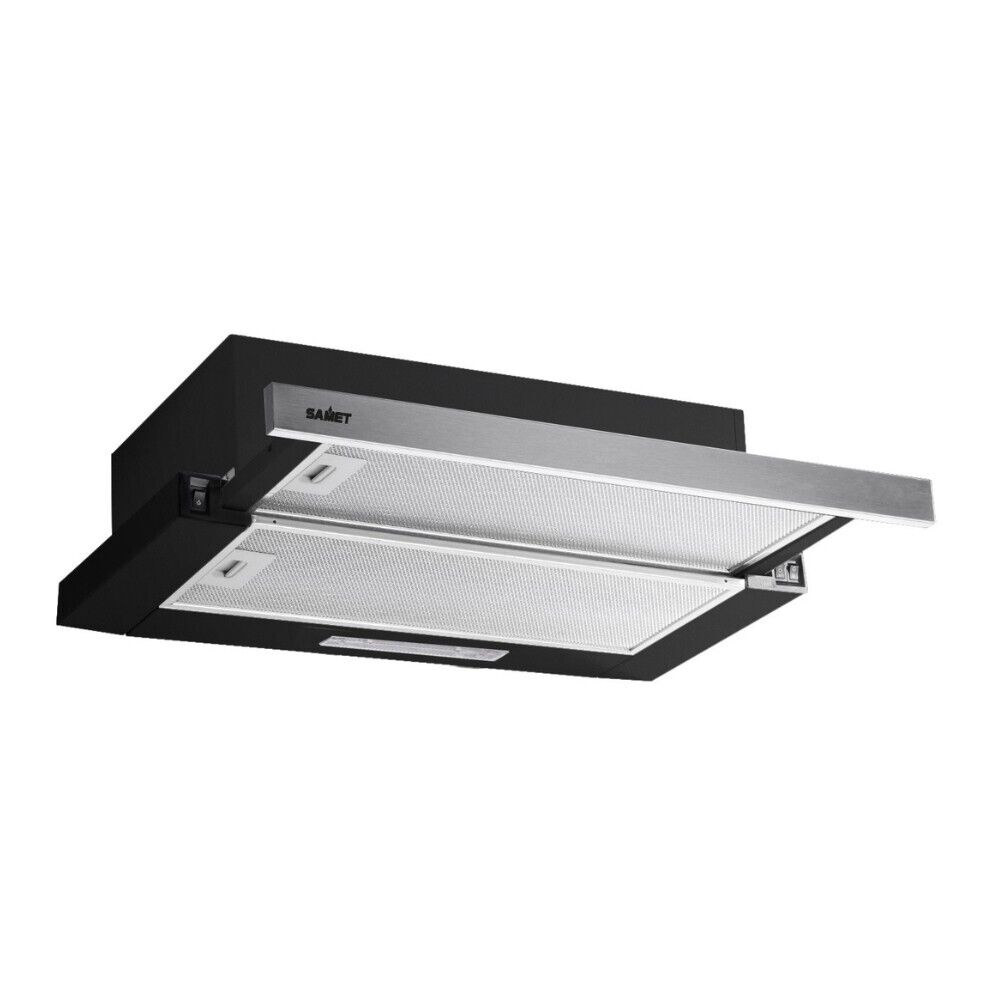 Cappa sottopensile nera con frontalino estraibile inox 60 cm - NEWSLIM