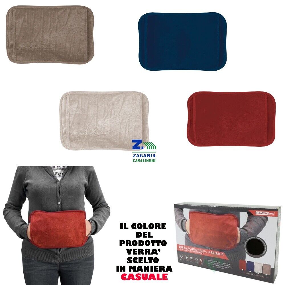 BORSA ACQUA CALDA ELETTRICA CON TASCA SCALDAMANI 550 WATT CON DURATA 2/3 ORE
