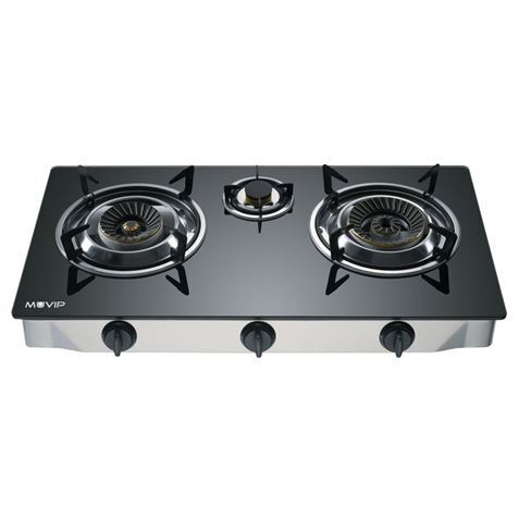 Muvip Gas Kitchen 3 fuochi - vetro temperato - Piezoelectric Piege - Burner in g