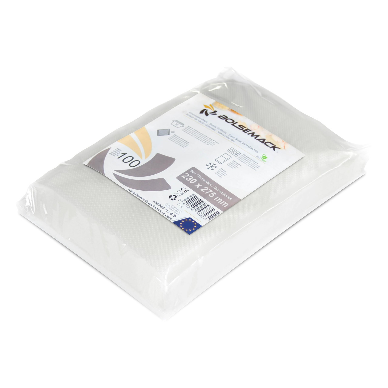 BOLSEMACK Sacchetti Sottovuoto Alimenti 100 Buste 23x27,5cm - Buste (E7Y)