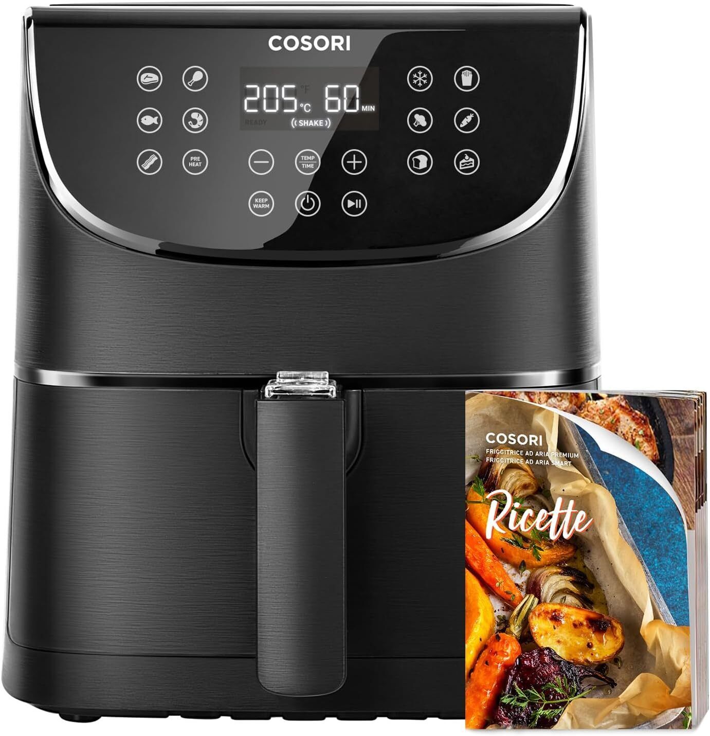 COSORI Friggitrice ad Aria 5,5 Litri, Air Fryer, 1700W, 13 Funzioni, 85% Nero