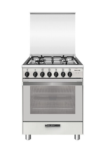 Glem Gas Cucina a Gas 4 Fuochi Forno Elettrico Ventilato 60x60 Bianco SA664MWH6