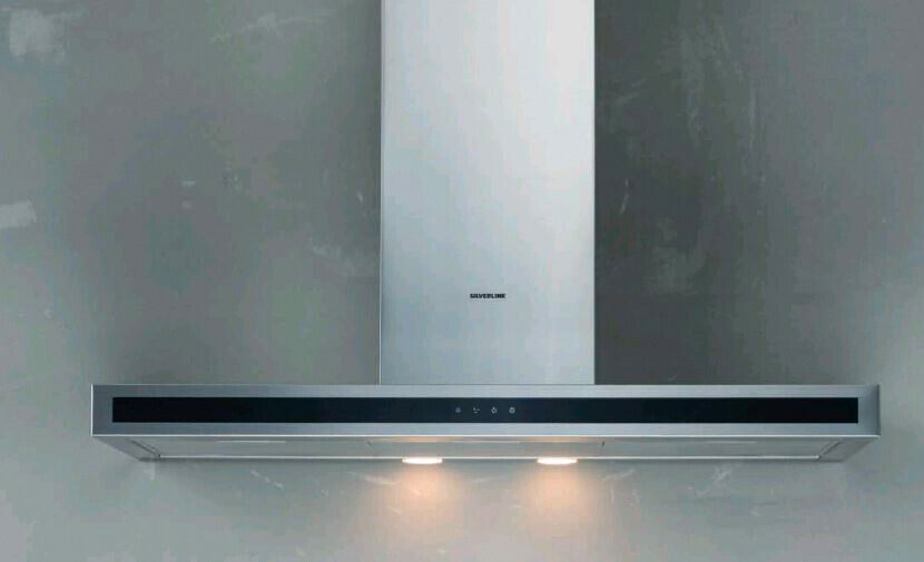 Silverline Cappa Cucina 90 Filtrante a Parete Inox + Vetro Nero - 3173.9.733.03