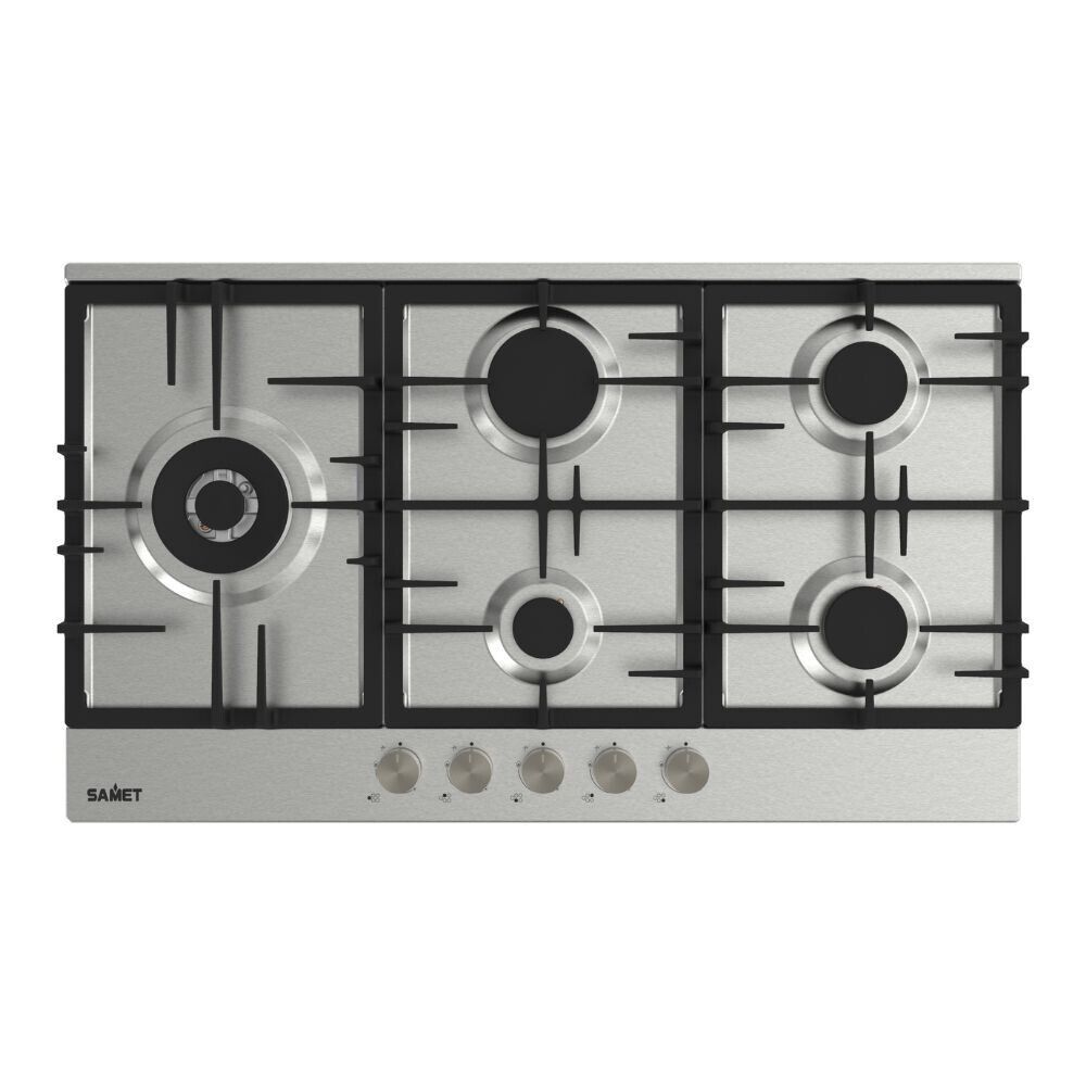 Piano cottura a gas da incasso in acciaio inox 5 fuochi 90 cm - Nettuno