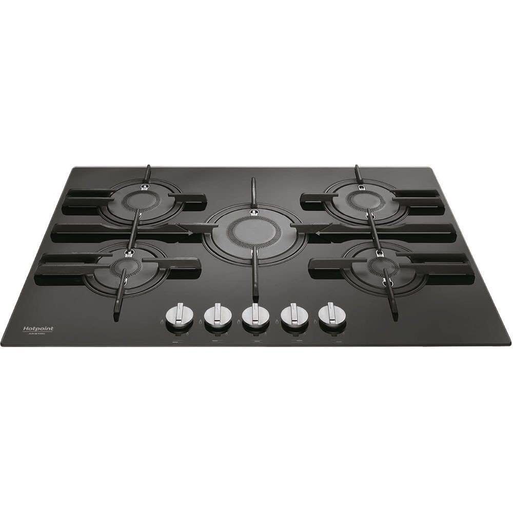 Piano Cottura 5 Fuochi Nero a Gas 75 cm Incasso Hotpoint Ariston FTGHG 751D BK