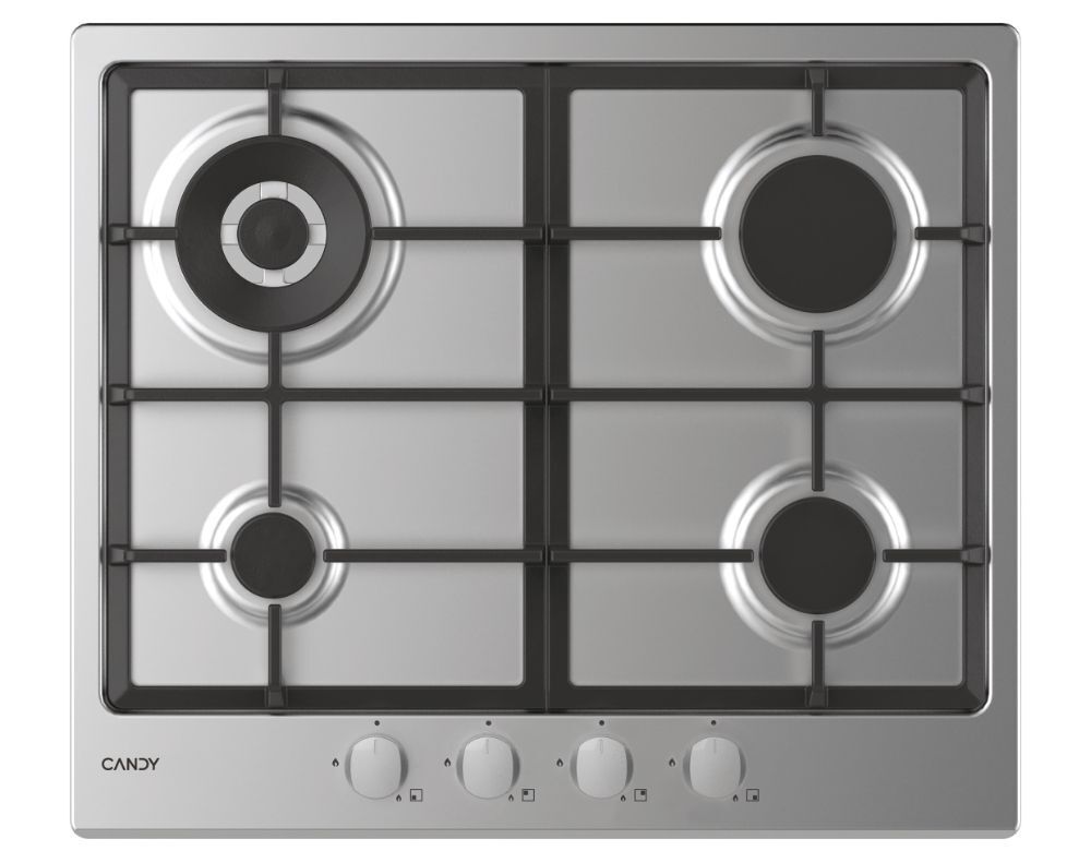 Candy Piano Cottura a Gas 4 Fuochi Piano in Acciaio 60 cm Inox CHG6BR4WTX