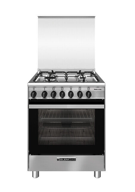 Cucina a Gas 4 Fuochi Forno Elettrico Ventilato 60x60 cm Inox SA664MI6 Glem Gas