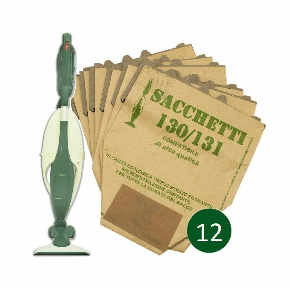 12 pz Sacchetti Aspirapolvere Folletto Scopa Elettrica VK 130 - 131 Compatibili