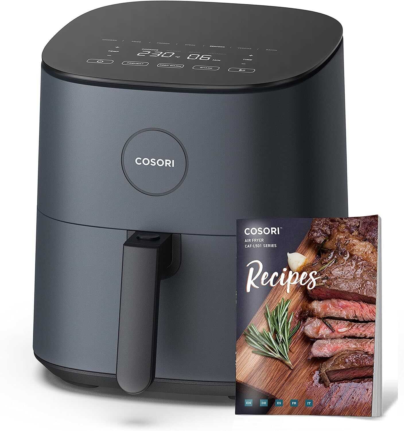 COSORI Friggitrice ad Aria 4,7L, 75-230°C, Air Fryer Silenzioso 4.7L, Grigio