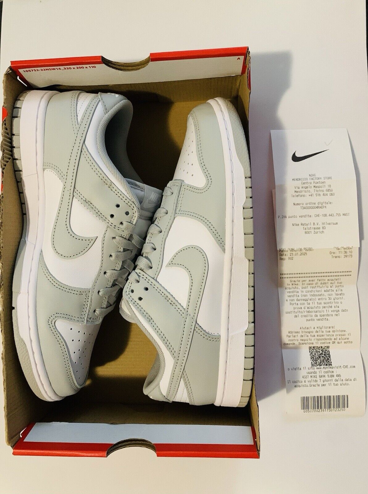 Nike Dunk Low Retro Sneakers per Uomo - White/Grey Fog, EU 42.5