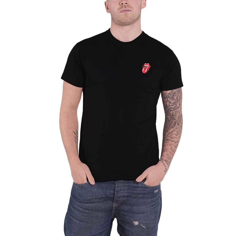The Rolling Stones T Shirt Classic Tongue Back Print Logo Official Mens Black M