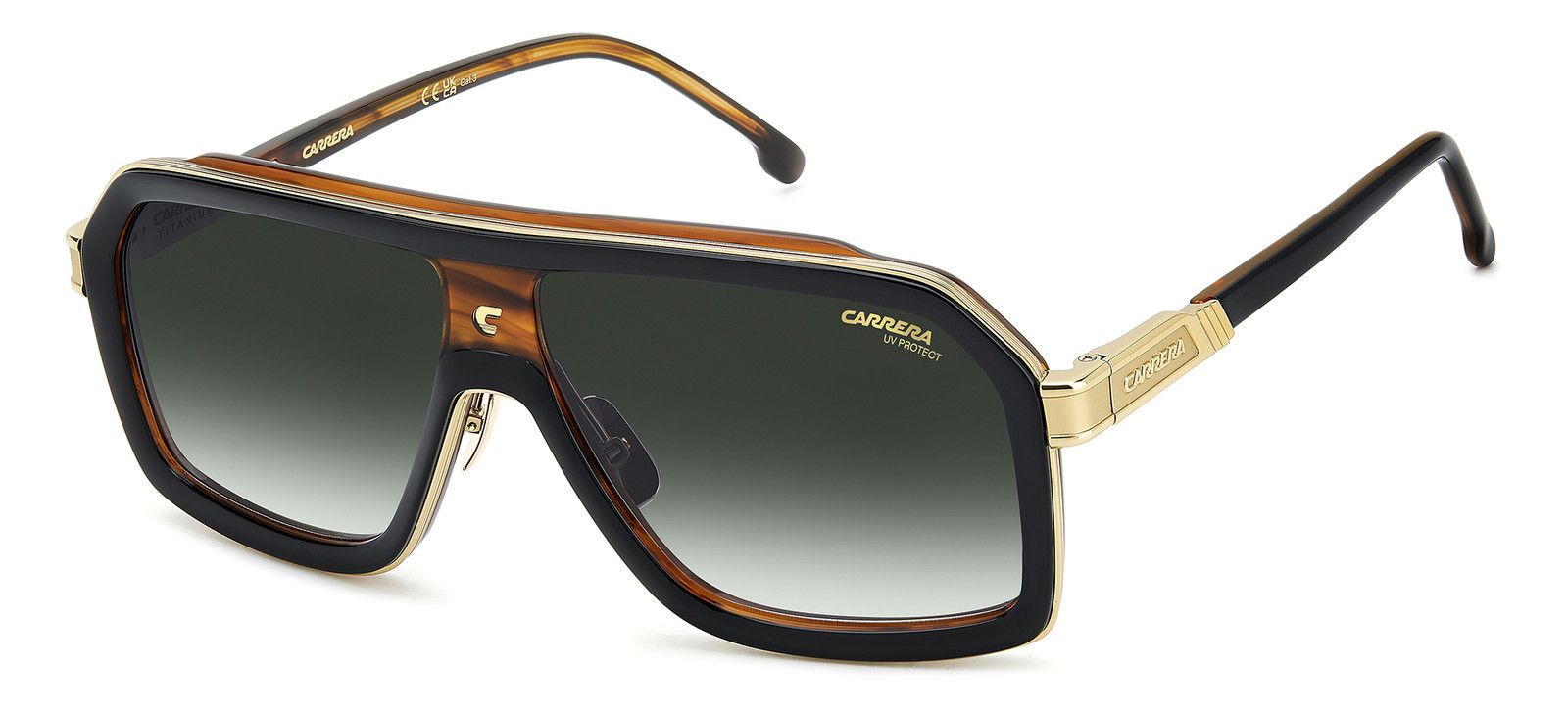 Occhiali da Sole Carrera CA 1053/S/TI BLACK HORN/ GREEN SHADED 60/12/145 uomo