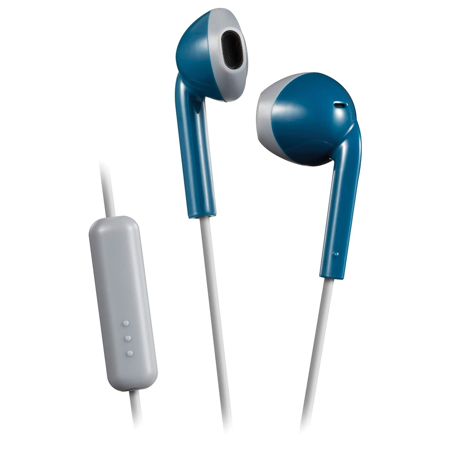 JVC Blue and Grey Sweat and Splash Proof Retro Earbuds with Microphone and Remot