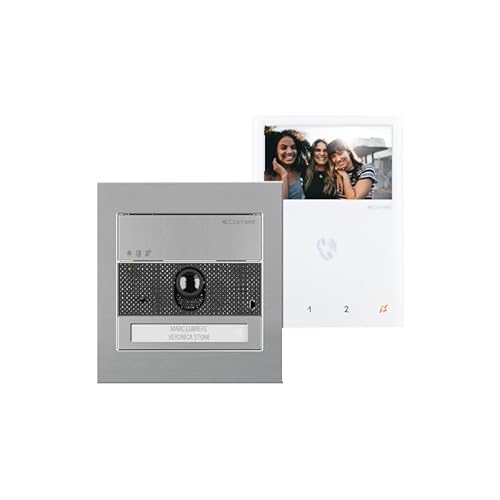 Comelit 8461I Kit Monofamiliare Con Pulsiera Quadra E Monitor Icona, Sistema Simplebus, Black