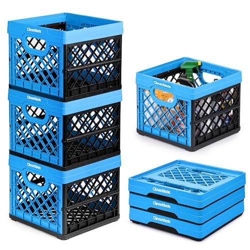 Clevermade Utilità Totes, Contenitori Impilabili Da 25 Litri, Contenitore Per Latte, 100% Polipropilene, Blu