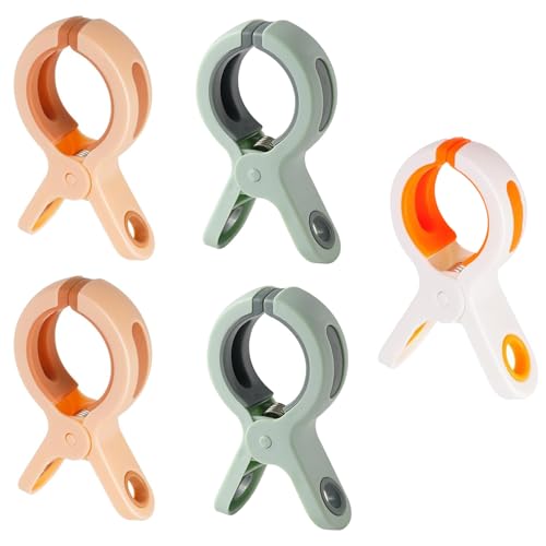 5 Pezzi Grande Mollette Per Bucato,Pinze Per Telo Mare,Clip Di Vestiti Antivento,Mollette In Plastica,Per Vestiti,Lenzuola, Tappeto(Verde, Rosa, Bianc
