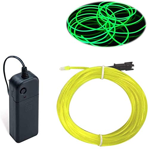 El Wire Lime Green, Balabaxer 4.9 M Neon Lights Riduzione Del Rumore Portatile Neon Incandescente Strobing Filo Elettroluminescente Per Feste, Blackli