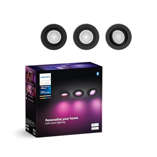 Philips Hue White & Color Ambiance Centura Confezione Da 3 Downlight Rotondi, Plafoniere Dimmerabili Per Il Sistema Di Illuminazione Hue, Controllo In