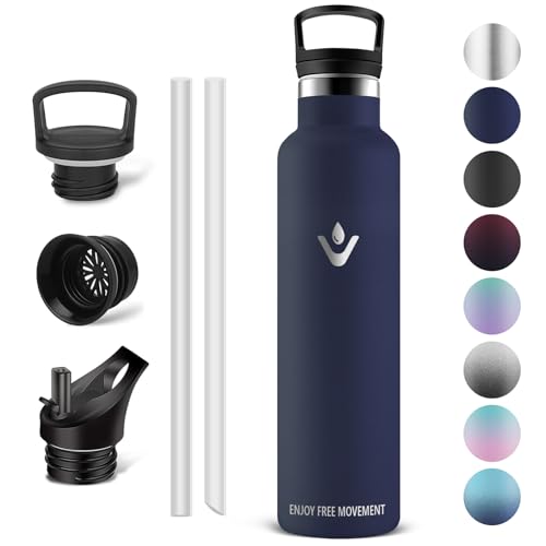 Vikastar Borracce Termiche - Borraccia 1000Ml, Borraccia Acciaio Inox, Borracce Senza Perdite, Borraccia Con Cannuccia, Borraccia Termiche Sportiva, A