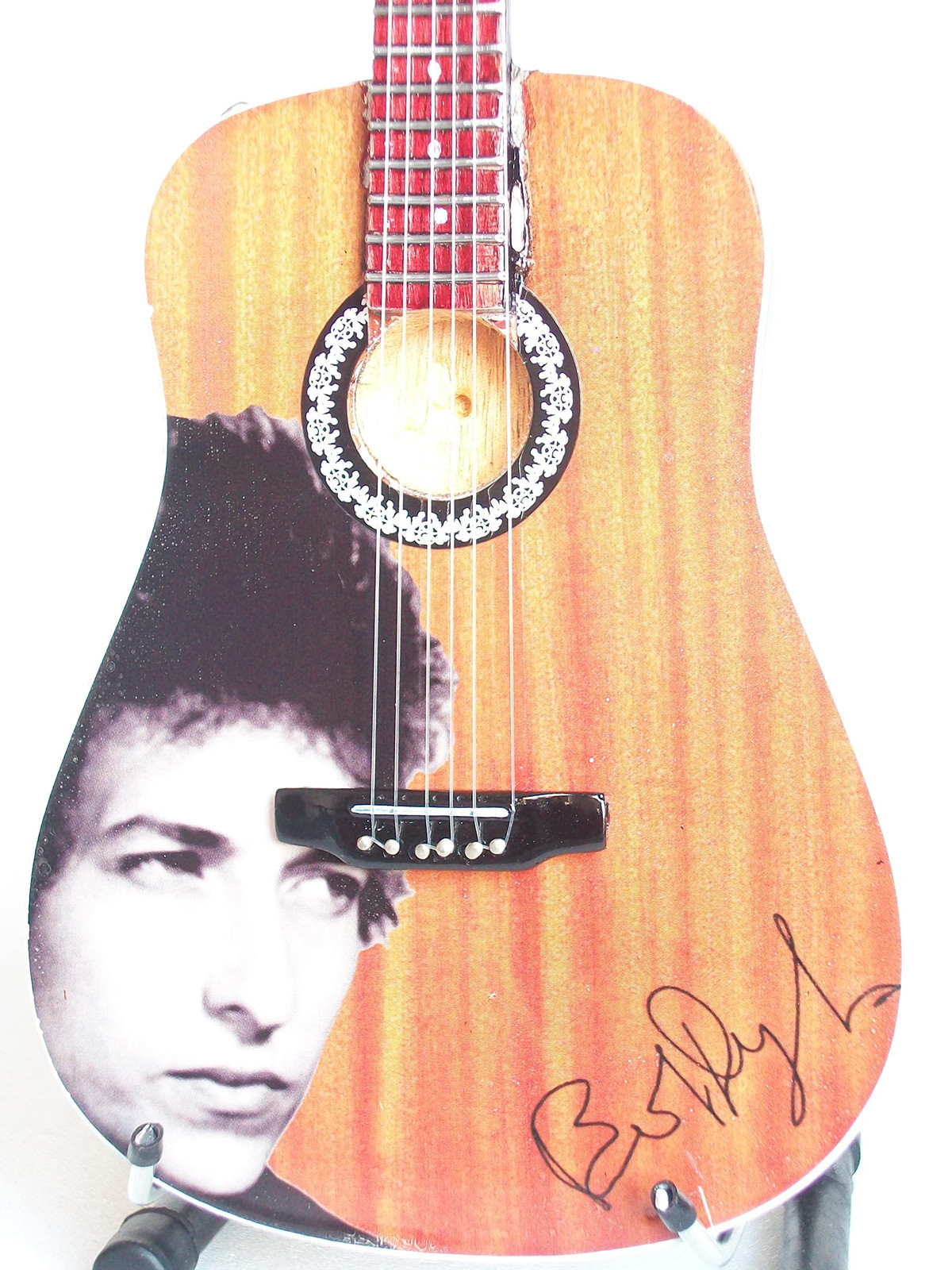 Mini Chitarra Da Collezione Replica In Legno - Bob Dylan - Tribute NUOVO