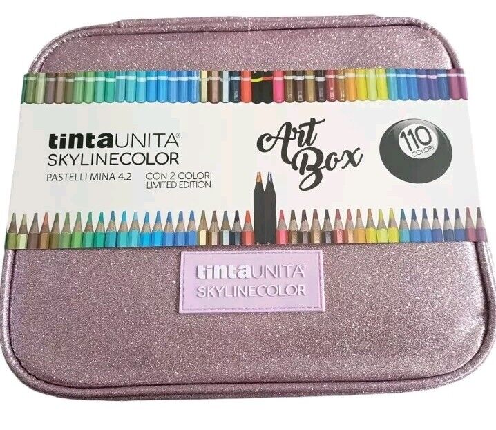 MAXI ASTUCCIO ART BOX LUXURY TINTA UNITA  ROSA SKYLINECOL GLITTER 110 COLORI 4mm