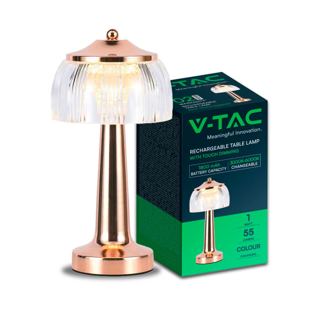 1 pz LED Table Lamp 1800mAH BatteryD:13.5*26.5 French Gold Body 3IN1